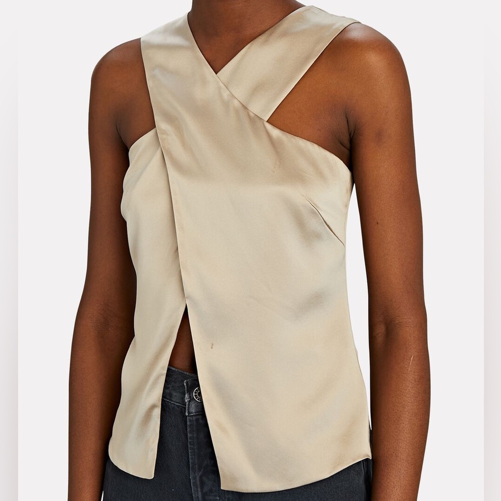 NWT NICHOLAS Evelyn Silk Twist Front Halter Top in fog